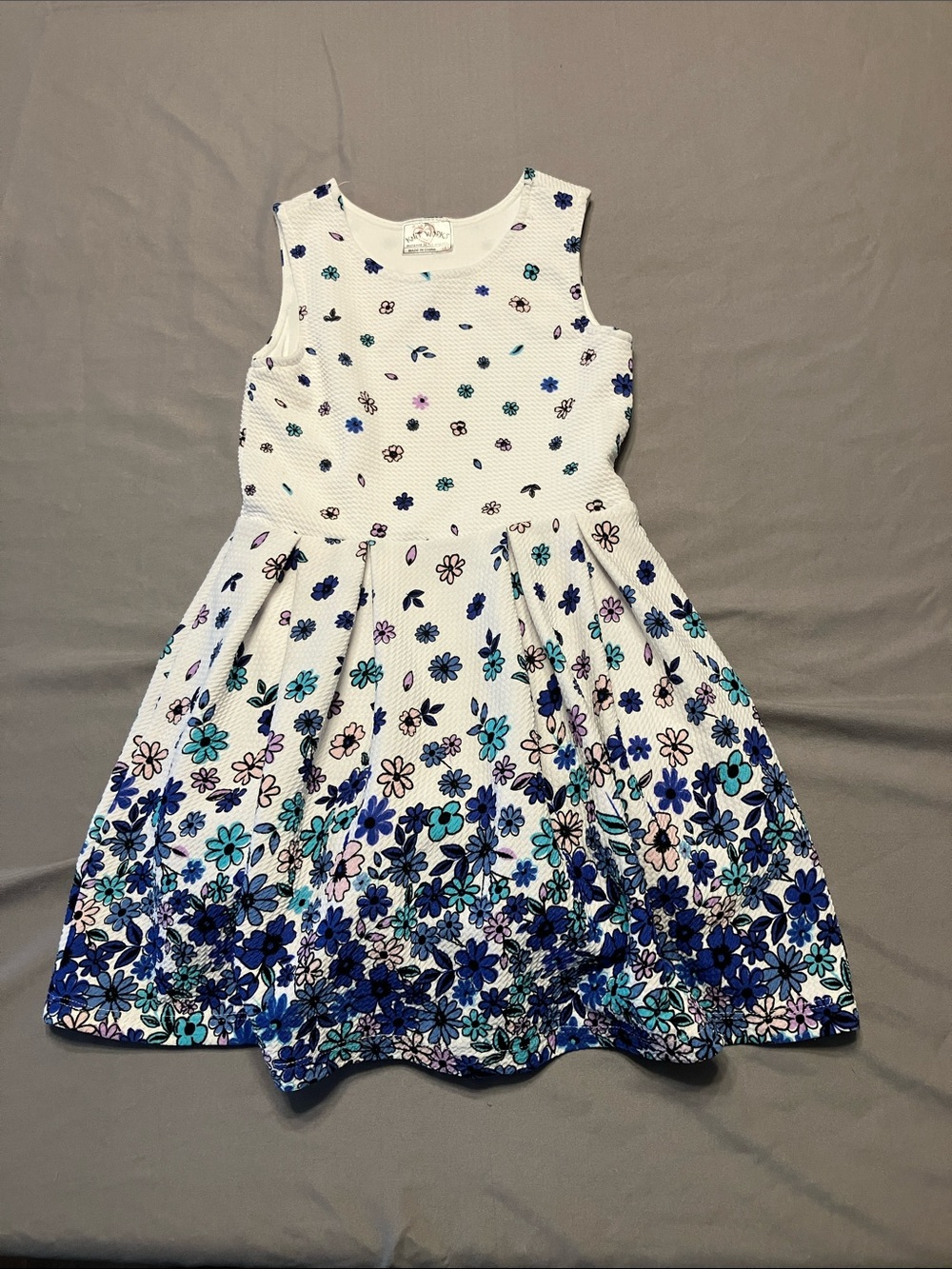 Knitworks White Floral Tie-Dye Effect Girls Dress